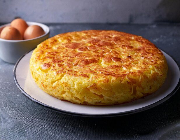 Tortilla de patata jugosa con cebolla